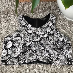 Express Snakeskin Print Racerback Crop Top | Sz S